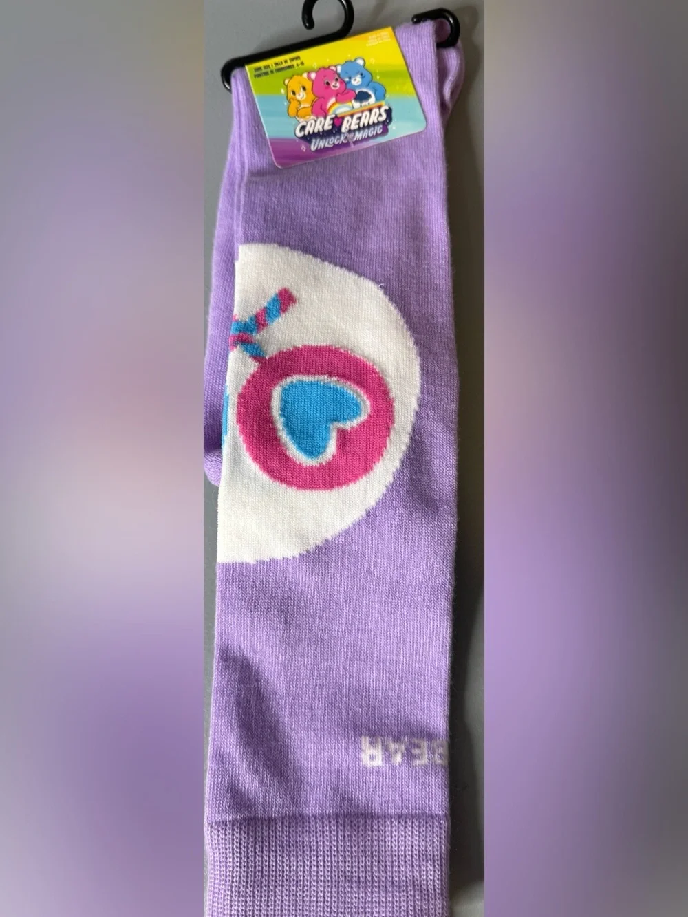 Care Bears unlock the magic share bear Purple Rainbow Crew knee high socks